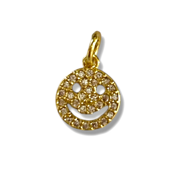 Gold Pave Smiley Face Charms