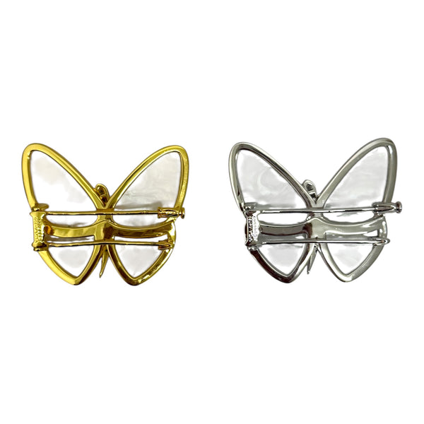 Pearl and CZ butterfly pin
