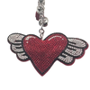 Heart Rhinestone  Keychain With Wings