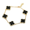 14K Gold Dipped Quatrefoil Charm Link Bracelet