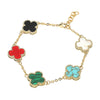 14K Gold Dipped Quatrefoil Charm Link Bracelet