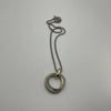 Textured Cable Necklace with Two Tone Circle Pendant