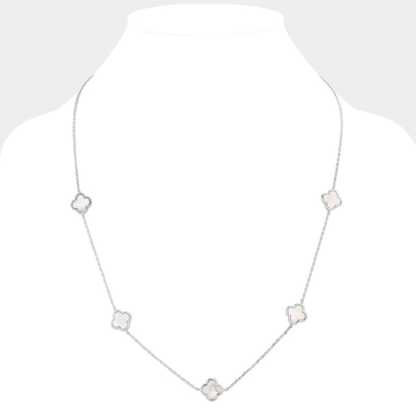 Gold Dipped Brass Metal Quatrefoil Station Necklace