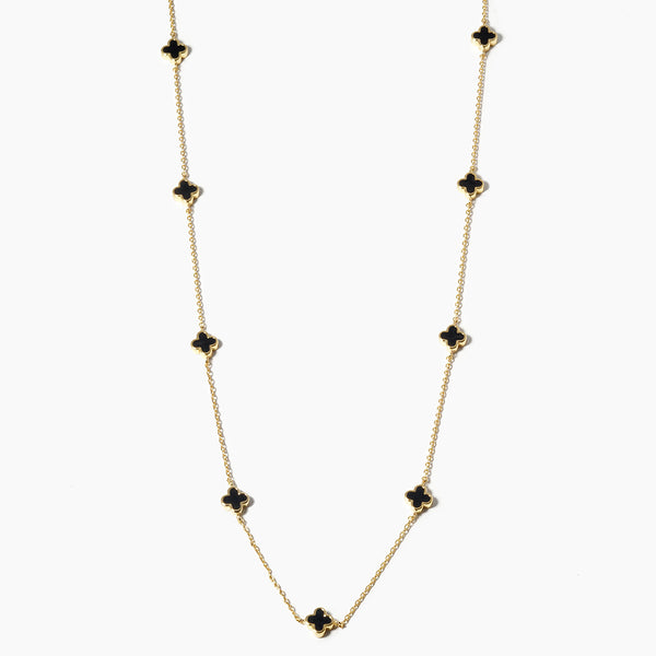 Gold Dipped Quatrefoil Station Necklace
