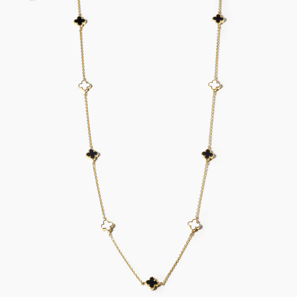 Gold Dipped Quatrefoil Station Necklace