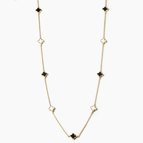 Gold Dipped Quatrefoil Station Necklace