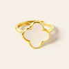 Gold Dipped Mother of Pearl Quatrefoil Adjustable Ring