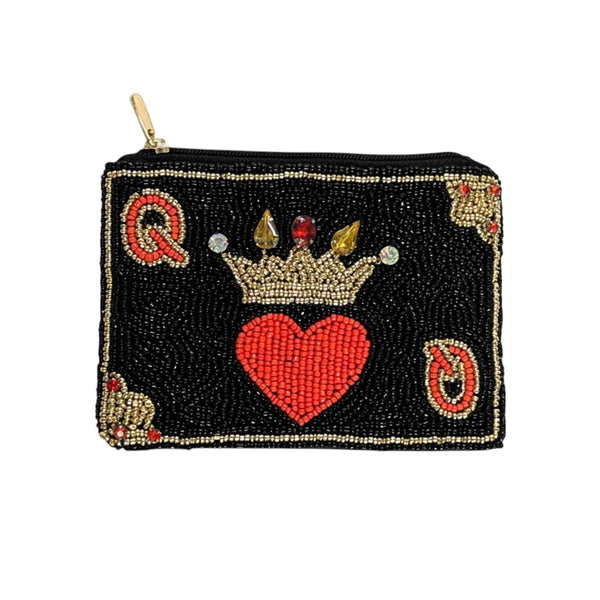 Crowned Heart Seed Beaded Mini Pouch Bag