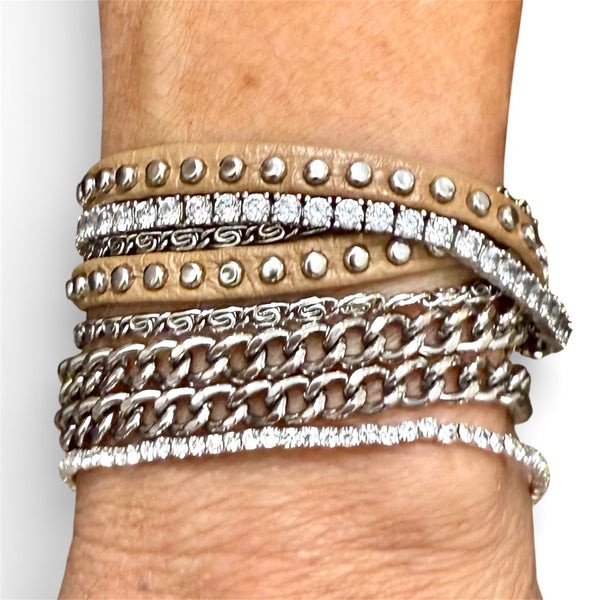 Set of Ten Crystal Stretch Bracelets