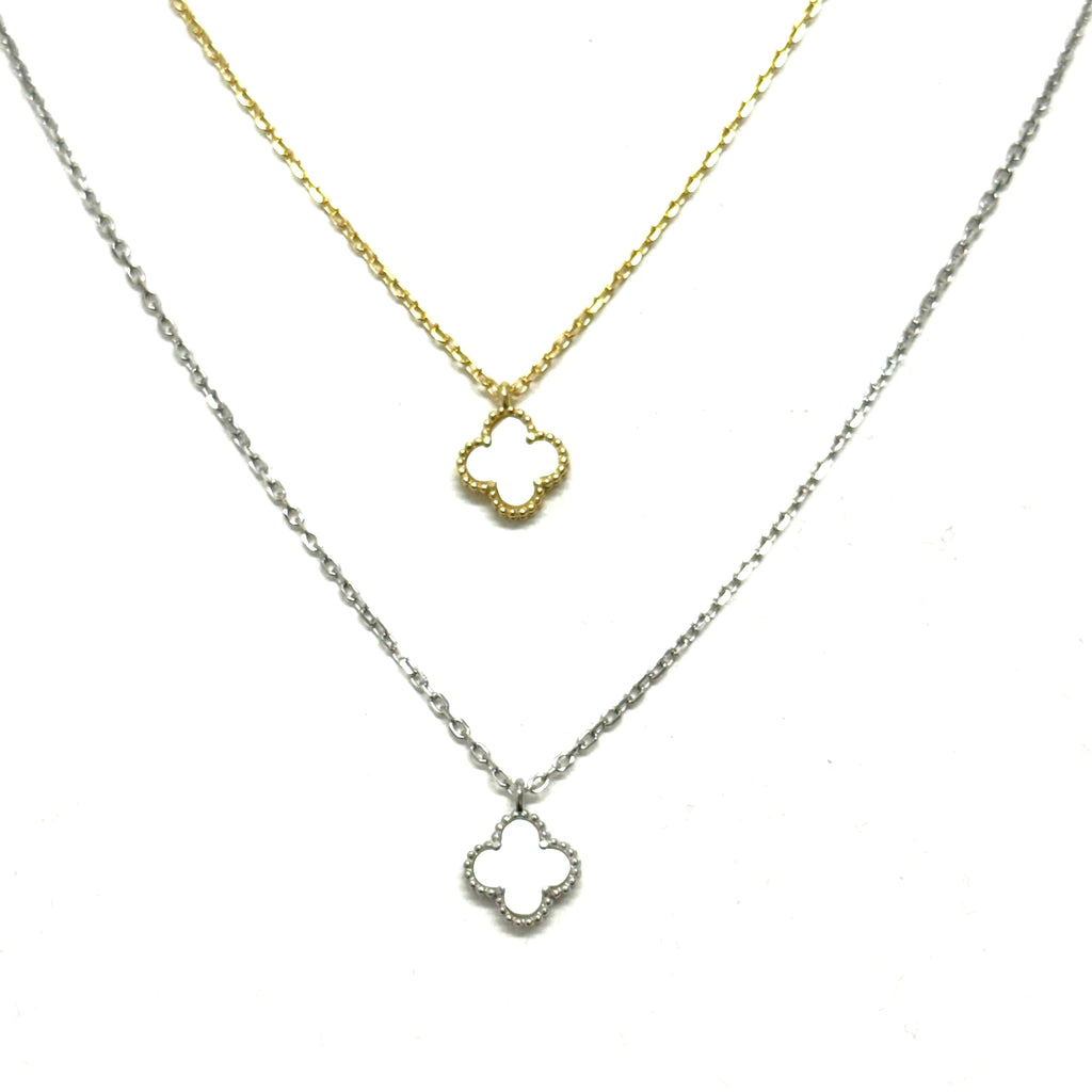 Sterling Silver Mother of Pearl Clover Necklace