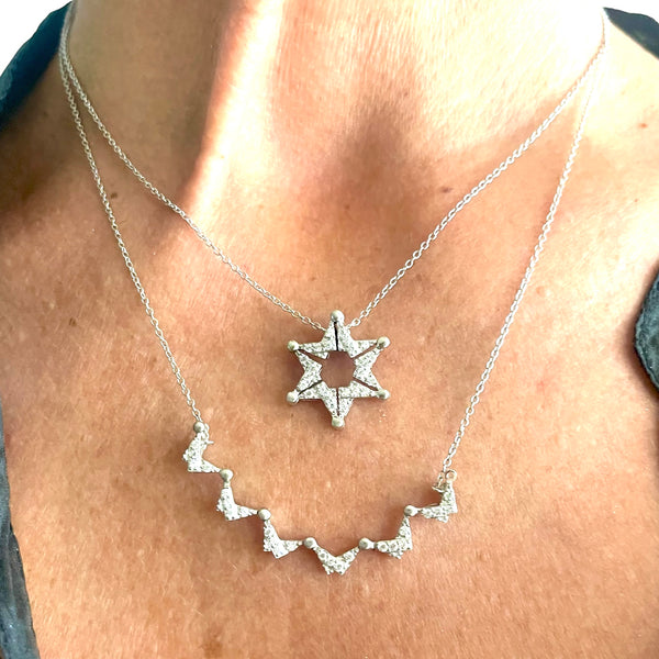 Sterling, Gold Or Marquesite Butterfly/Star Of David Necklace- Back in Stock!