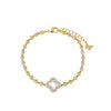Pave Outline Mother of Pearl Clover Bracelet