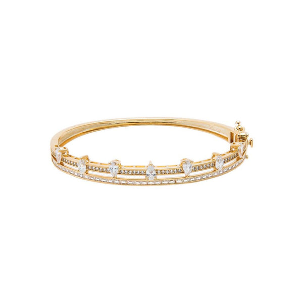 Double CZ Bangle with CZ Teardrops