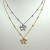 Pave Flower Charm Bezel Station Necklace