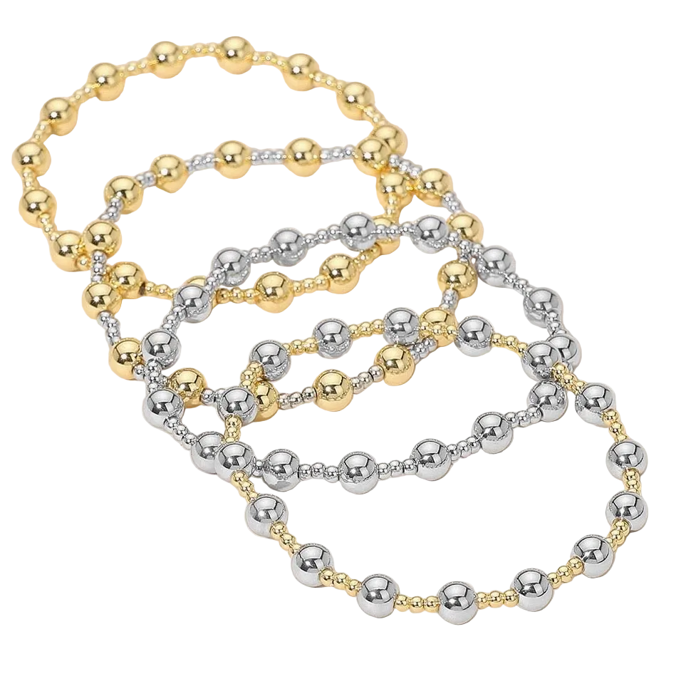 3mm/6mm Alternating Beaded Stretch Bracelet