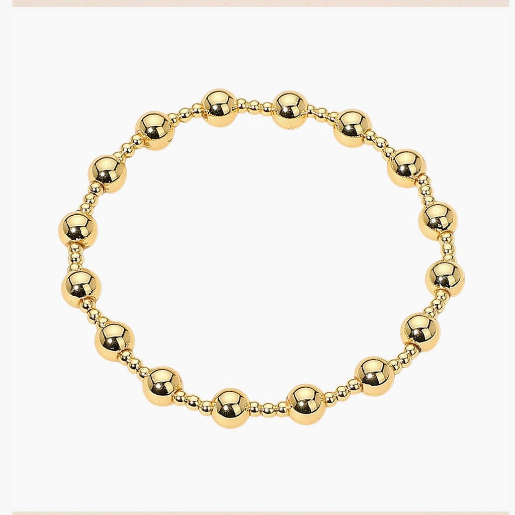 Gold Bracelet With Alternating Beads