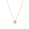 Pave Flower Charm Bezel Station Necklace