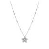 Pave Flower Charm Bezel Station Necklace