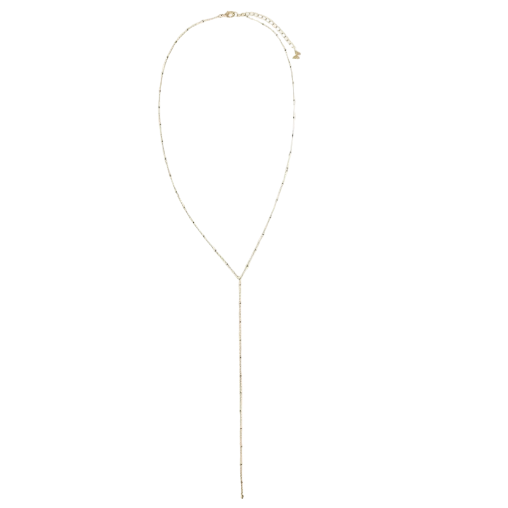 Solid Mini Beaded  Drop Lariat  Necklace