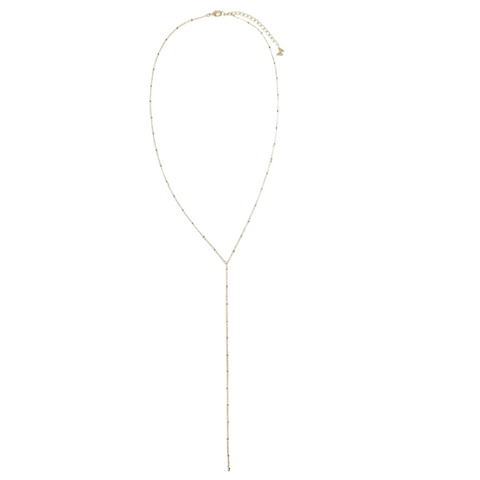 Solid Mini Beaded  Drop Lariat  Necklace