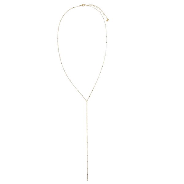 Solid Mini Beaded  Drop Lariat  Necklace