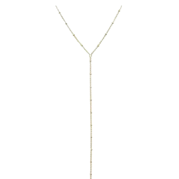 Solid Mini Beaded  Drop Lariat  Necklace