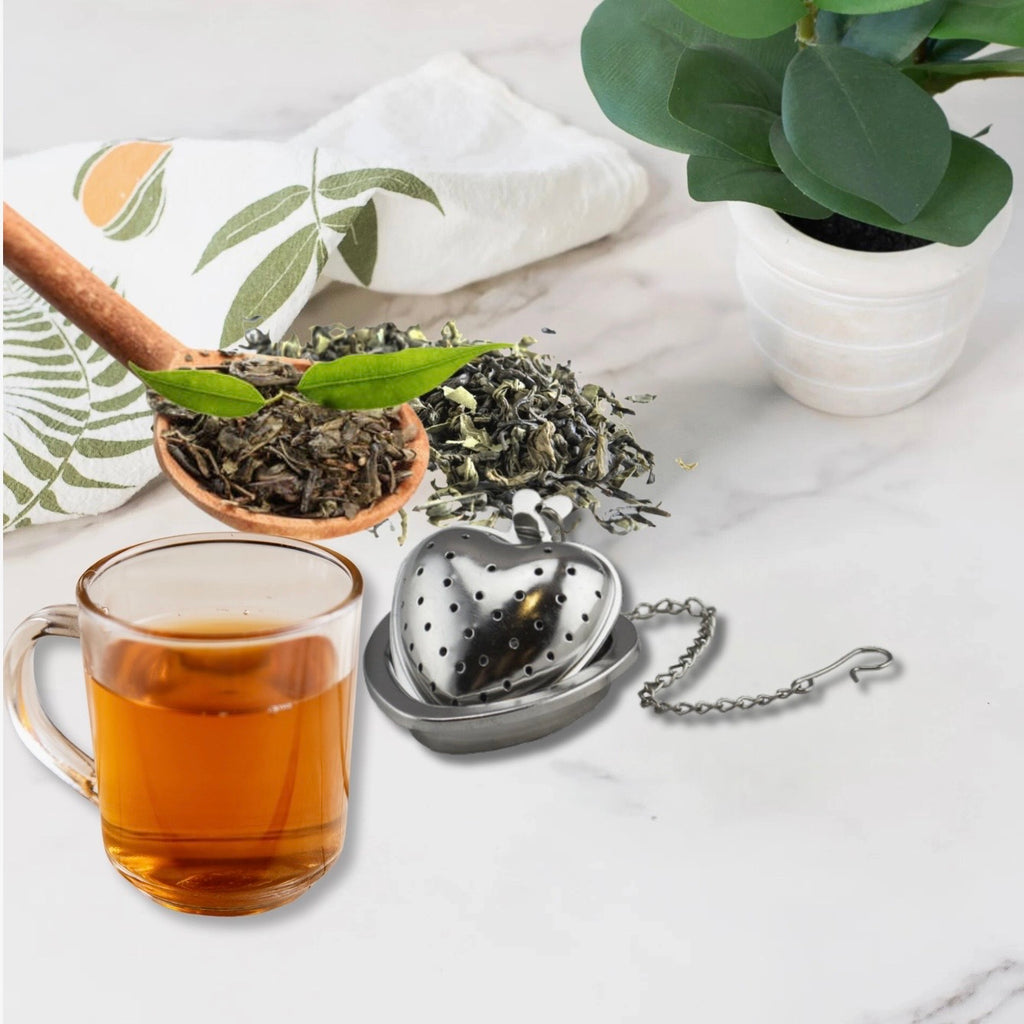 Tea Strainer With Stainless Steel Heart Holder