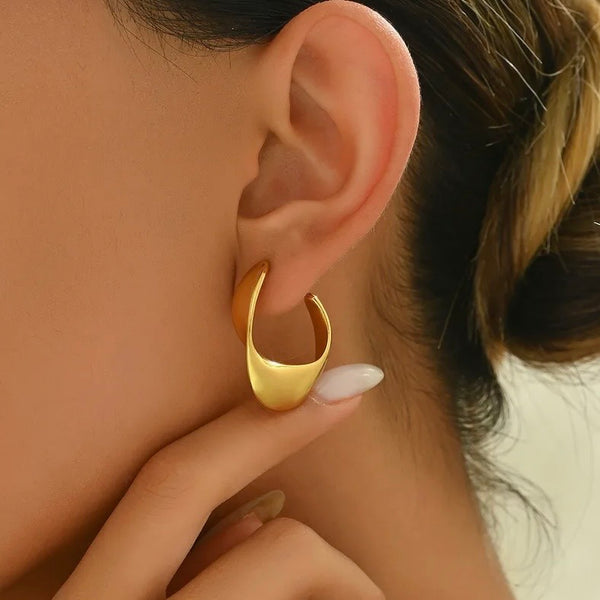 Geometric Gold Plated Hoop Earrings