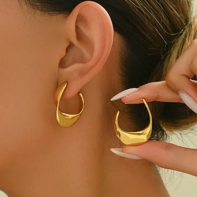 Geometric Gold Plated Hoop Earrings