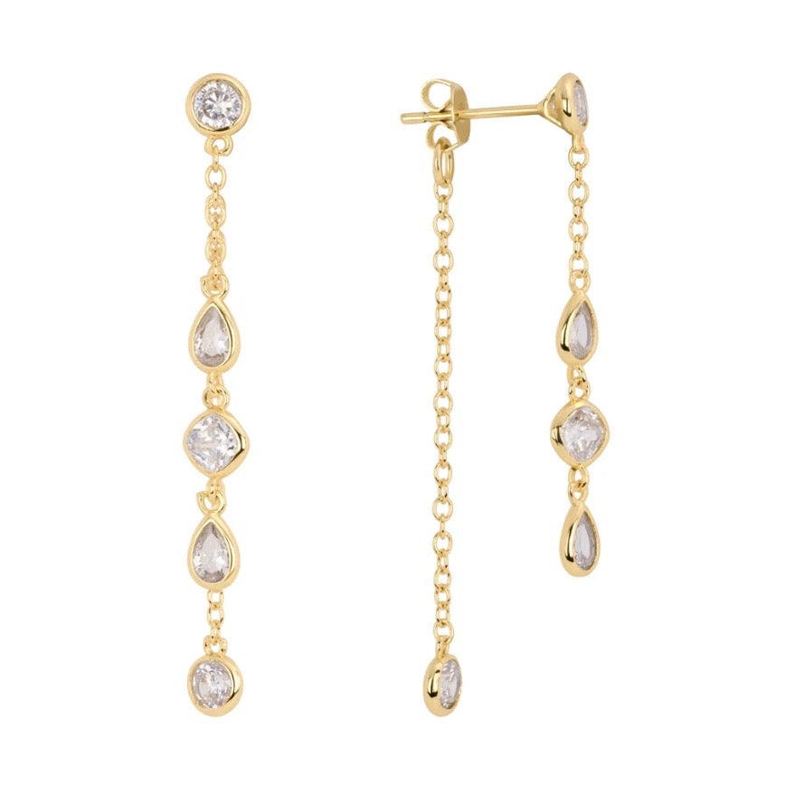 Double Chain Earrings With CZ’s