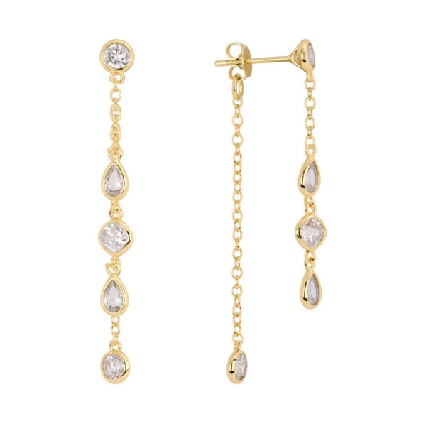 Double Chain Earrings With CZ’s