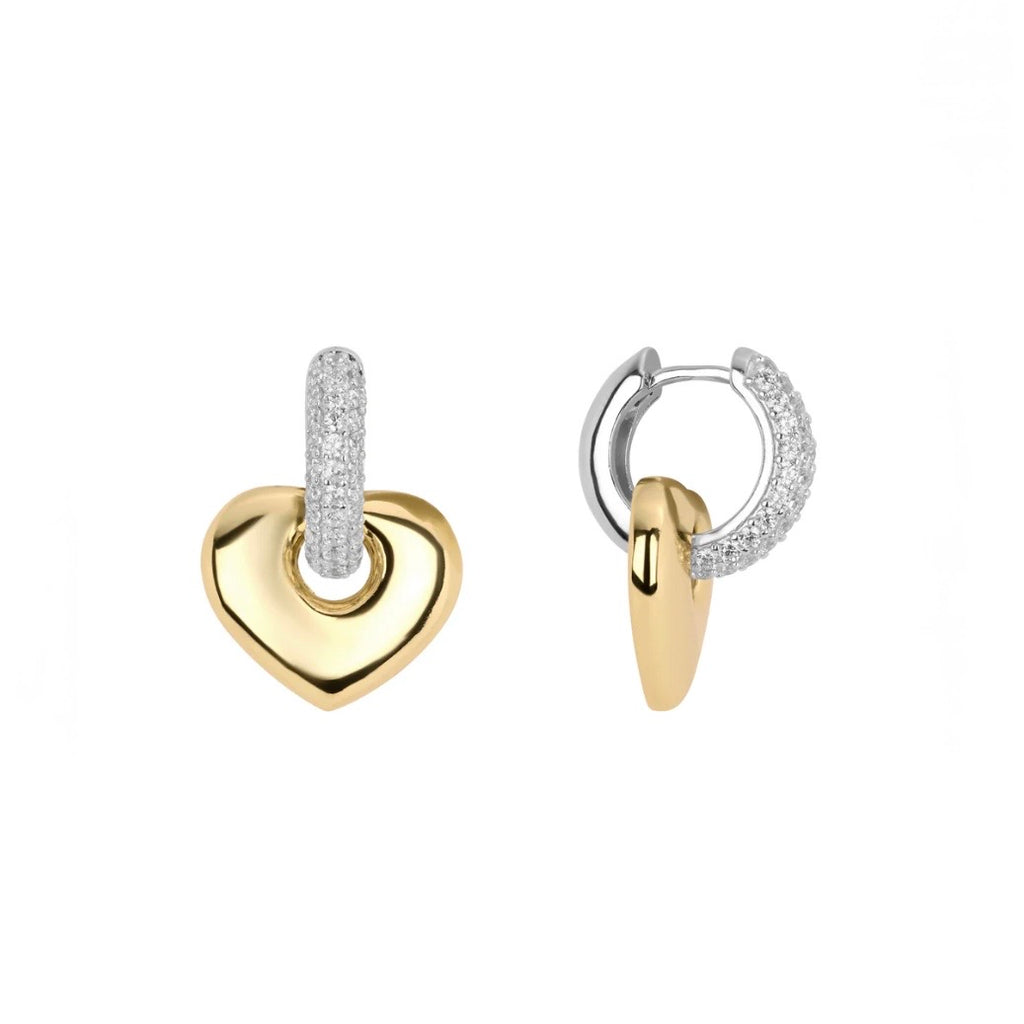 Huggie Heart Drop Earring With CZ