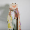 Blush Hearts Cotton Travel Blanket And Eye Mask Set