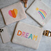 Pink Lemonade Knit Canvas Zip Pouches- Set Of Three