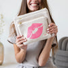 Pink Lemonade Knit Canvas Zip Pouches- Set Of Three