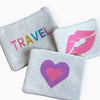 Pink Lemonade Knit Canvas Zip Pouches- Set Of Three