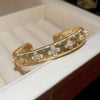 Artisan Textured Gold Open Cuff Bangle with Stars