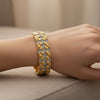 Open Satin Gold Cuff with CZ