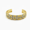Open Satin Gold Cuff with CZ