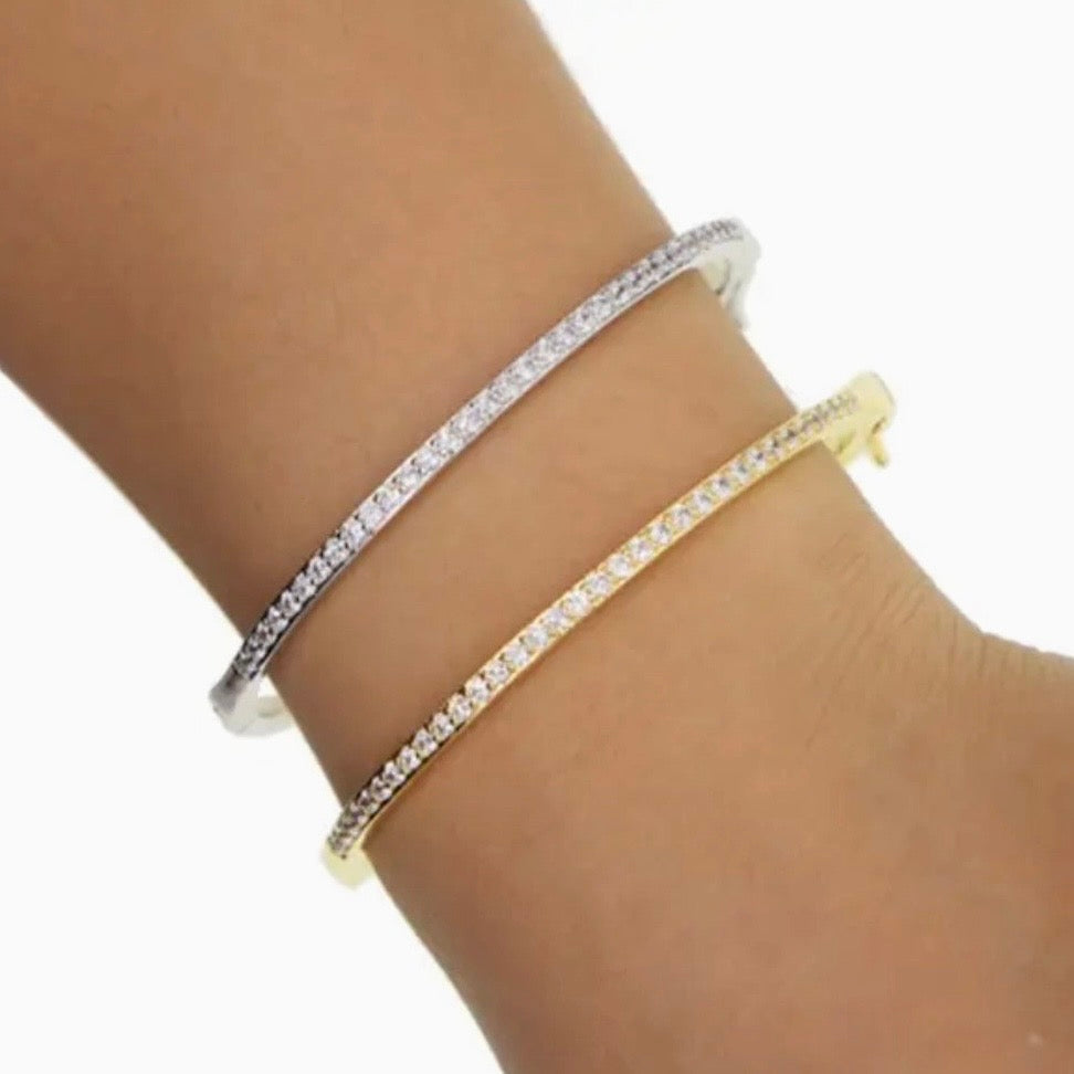 Gold Or Silver Stackable CZ Bangle Bracelet