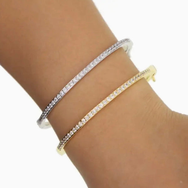 Gold Or Silver Stackable CZ Bangle Bracelet