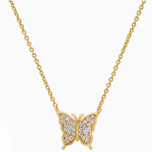 Pave Butterfly Pendant Necklace