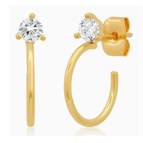Small Thin Hoops With CZ Accents