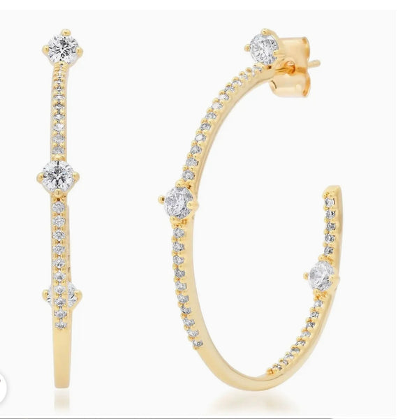 Pave Hoops With CZ Stations