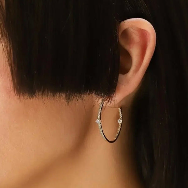Pave Hoops With CZ Stations
