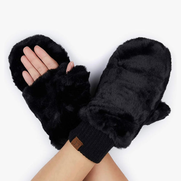 C.C. Faux Fur Flip Top Mittens;