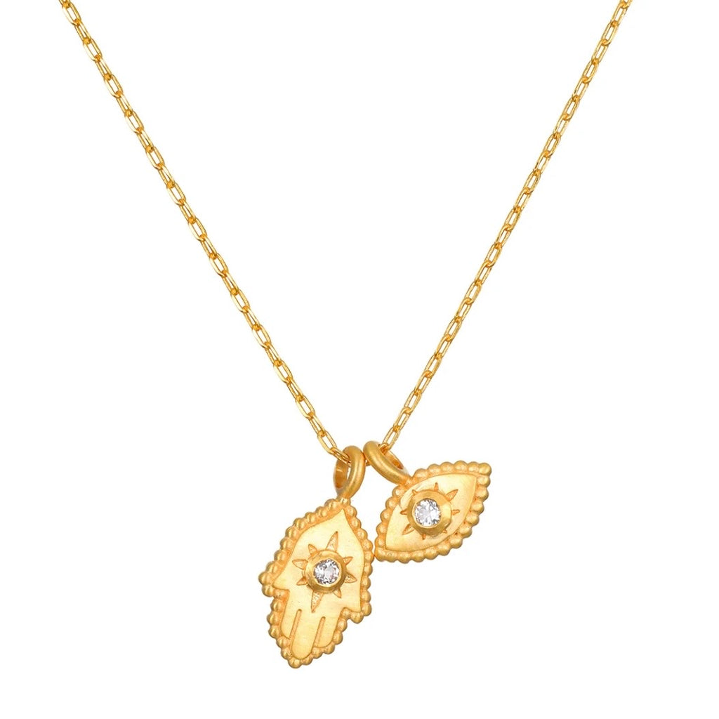 Hamsa And Evil Eye Charm Necklace