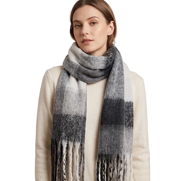Oversized Soft Fringe Plaid Scarf