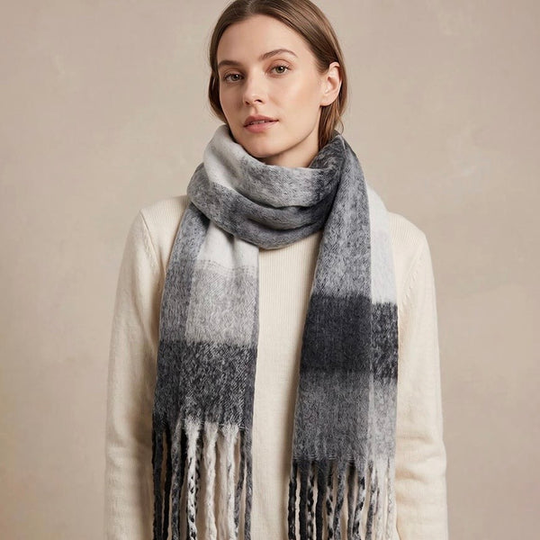 Oversized Soft Fringe Plaid Scarf