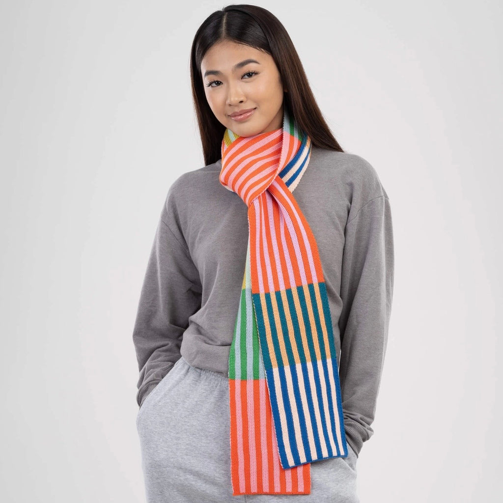 Colorblock Stripe Skinny Scarf